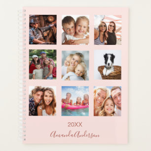 Blush pink rose gold photo collage 2026 planner