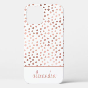Blush Pink - Rose Gold Polka Dot Pattern Monogram iPhone 12 Pro Case