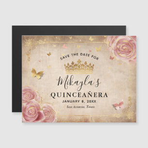 Blush Pink Rose Gold Quince Save the Date Magnets