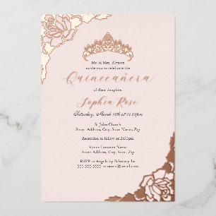 Blush Pink Rose Gold Quinceanera Birthday 