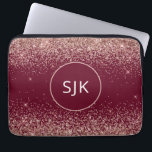Blush Pink Rose Gold Red Burgundy Glitter Monogram Laptop Sleeve<br><div class="desc">Blush Pink - Rose Gold and Burgundy Red Faux Glitter and Sparkle Elegant Monogrammed Initials Case. This case can be customised to include your initial and first name.</div>
