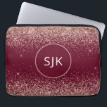 Blush Pink Rose Gold Red Burgundy Glitter Monogram Laptop Sleeve<br><div class="desc">Blush Pink - Rose Gold and Burgundy Red Faux Glitter and Sparkle Elegant Monogrammed Initials Case. This case can be customised to include your initial and first name.</div>