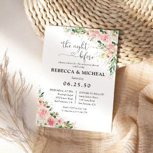 Blush Pink Rose Gold Rehearsal Dinner Invitation