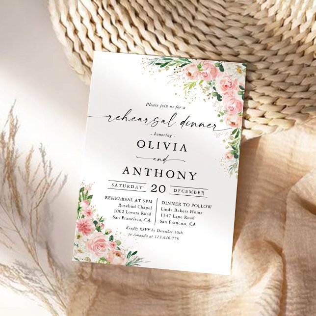 Blush Pink Rose Gold Rehearsal Dinner Invitation (Creator Uploaded)