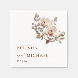 Blush Pink Rose Gold Roses Wedding Napkin