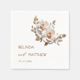 Blush Pink Rose Gold Roses Wedding Napkin