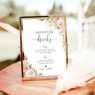 Blush Pink Rose Gold Signature Drinks Sign