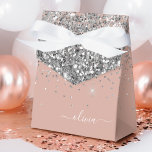 Blush Pink Rose Gold Silver Glitter Monogram Favour Box<br><div class="desc">Rose Gold - Blush Pink and Silver Sparkle Glitter Monogram Name and Initial Paper Party Gift Boxes This makes the perfect sweet 16 birthday,  wedding,  bridal shower,  anniversary,  baby shower or bachelorette party gift for someone that loves glam luxury and chic styles.</div>