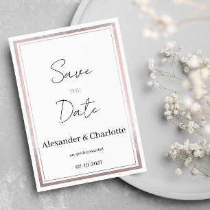 Blush pink rose gold silver glitter Save the Date Invitation