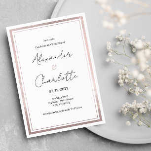 Blush pink rose gold silver glitter Wedding Invitation