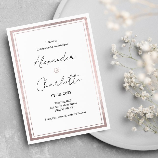 Blush pink rose gold silver glitter Wedding Invitation (Blush pink rose gold silver glitter Wedding)