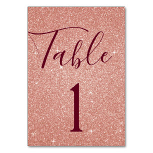 Blush Pink - Rose Gold Sparkle Table Number
