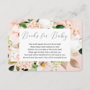 Blush pink rose gold spring florals books for baby enclosure card