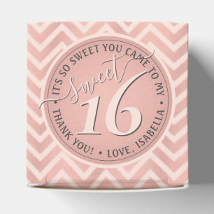 Blush Pink Rose Gold Sweet 16 Birthday Chevron Favour Box