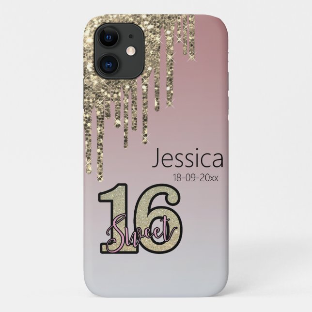 Blush Pink  Rose Gold Sweet Sixteen Case-Mate iPhone Case (Back)