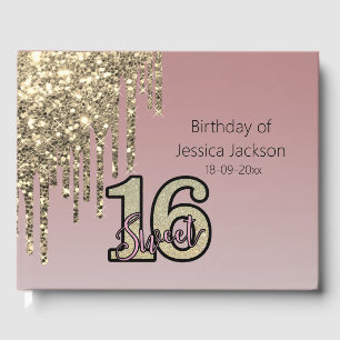 Blush Pink  Rose Gold Sweet Sixteen Guest Book