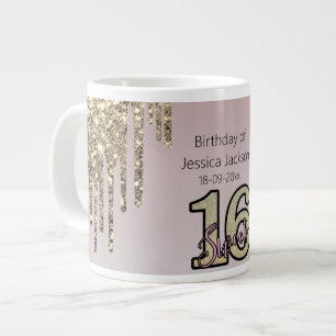 Blush Pink Rose Gold Sweet Sixteen Large Coffee Mug