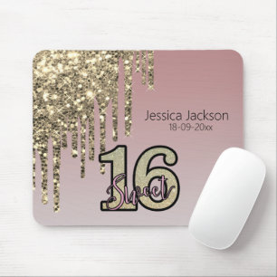 Blush Pink Rose Gold Sweet Sixteen Mouse Pad