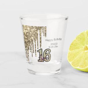 Blush Pink  Rose Gold Sweet Sixteen Shot Glass