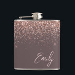 Blush Pink Rose Gold Terracotta Glitter Monogram Hip Flask<br><div class="desc">Rose Gold - Blush Pink and Terracotta Faux Foil Metallic Sparkle Glitter Monogram Name and Initial Party Flask. This makes the perfect sweet 16 birthday,  wedding,  bridal shower,  anniversary,  baby shower or bachelorette party gift for someone that loves glam luxury and chic styles.</div>