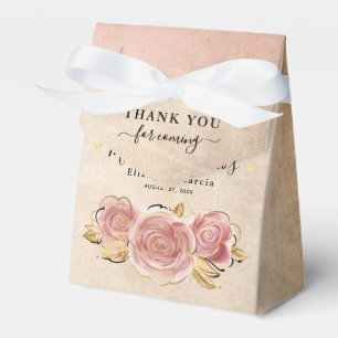 Blush Pink Rose Gold Thank You Birthday Party Favour Box