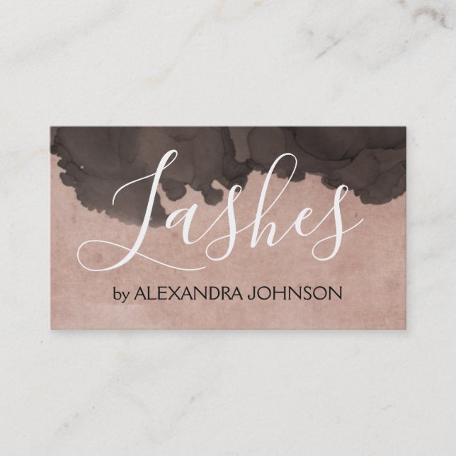 Blush Pink |  Rose Gold Watercolor Eye Lashes Business Card (Front)