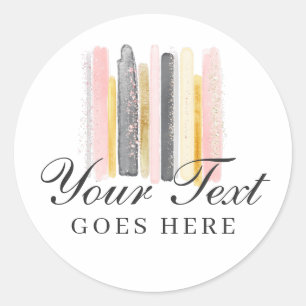 Blush Pink & Rose Gold Watercolor Paint Strokes Classic Round Sticker