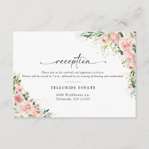 Blush Pink Rose Gold Wedding Reception Card