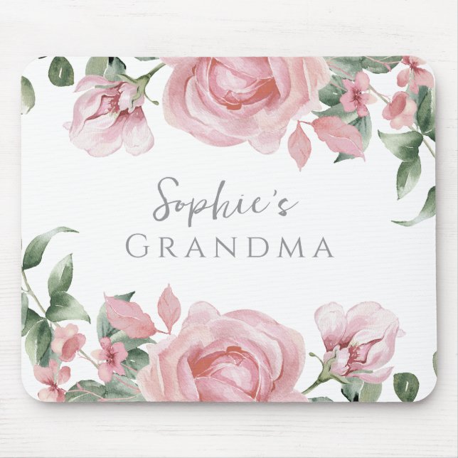 Blush Pink Rose Grandma Mouse Pad (Front)