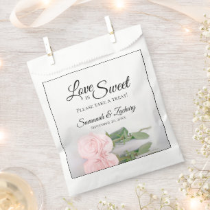 Blush Pink Rose Love is Sweet Take a Treat Wedding Favour Bag