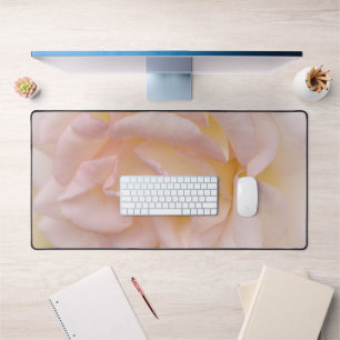 Blush Pink Rose Petals Art Desk Mat Pad
