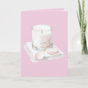 Blush pink rose petals candle card