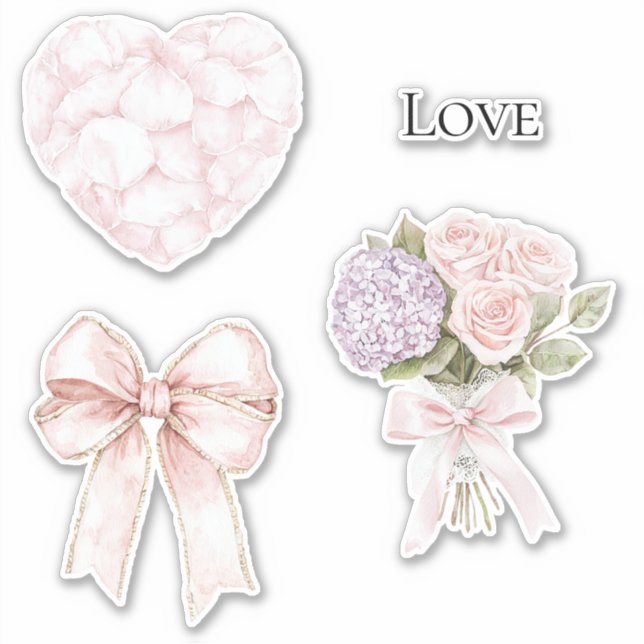 Blush Pink Rose Petals Heart (Front)