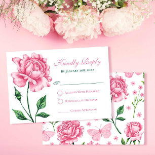 Blush Pink Rose Quinceañera Response Card