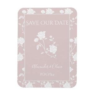 Blush Pink Rose Save The Date Magnet