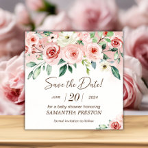 Blush Pink Rose Watercolor Girl Baby Shower