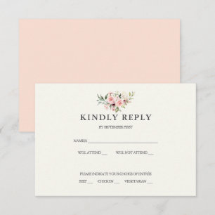 Blush Pink Rose Watercolor Wedding RSVP Card