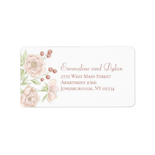 Blush Pink Rose Wedding Address Labels