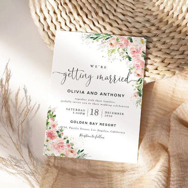 Blush Pink Rose Wedding Ceremony Invitation (Creator Uploaded)
