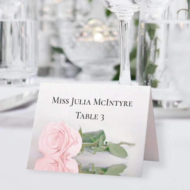 Blush Pink Rose Wedding DIY Fold Place Card (Creator Uploaded)