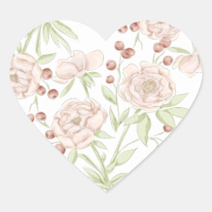 Blush Pink Rose Wedding Heart Sticker