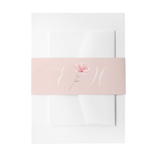 Blush Pink Rose Wedding Invitation Belly Band