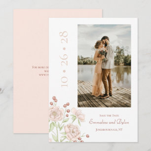 Blush Pink Rose Wedding Modern Save the Date Invitation