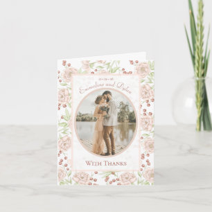 Blush Pink Rose Wedding Thank You Cards Photo