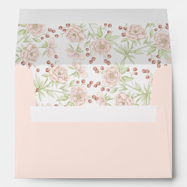 Blush Pink Rose Wedding Vintage Envelope (Back (Bottom))