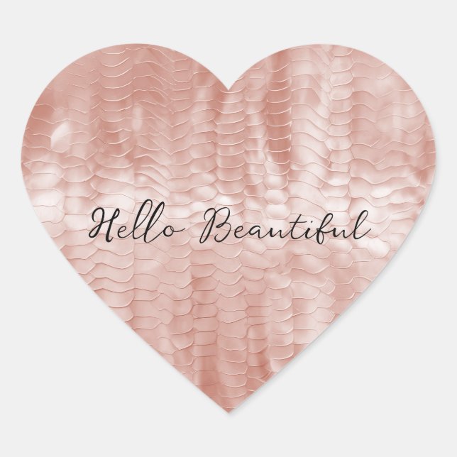 Blush Pink Rose White Shell Heart Sticker (Front)