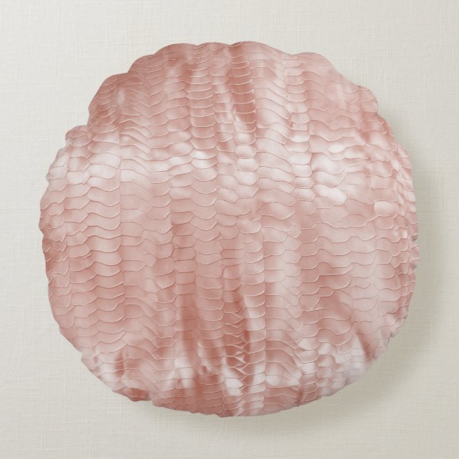 Blush Pink Rose White Shell Round Cushion (Front)
