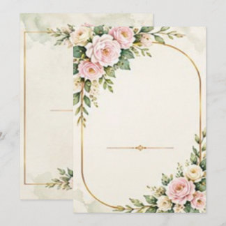 Blush Pink Roses and Gold Arch Frame Invitation