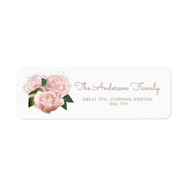 Blush Pink Roses Baptism Christening  Return Address Label (Front)