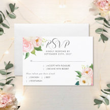 Blush Pink Roses Botanical Watercolor Wedding